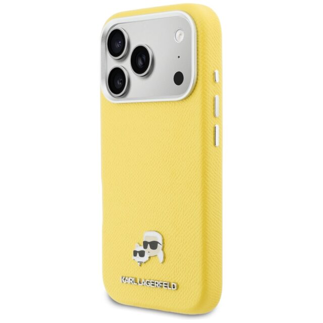 Case Karl Lagerfeld Karl & Choupette     Head Pins Saffiano MagSafe for iPhone 17 Pro Max yellow - imagine 2