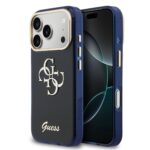 Guess IML 4G Script Metal Logo Zadní Kryt pro iPhone 17 Pro Blue