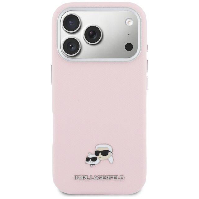 Case Karl Lagerfeld Karl & Choupette     Head Pins Saffiano MagSafe for iPhone 17 Pro Max pink - imagine 3