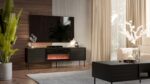 Cama CORTINA TV cabinet 180x40x60 black + black fireplace - imagine 3