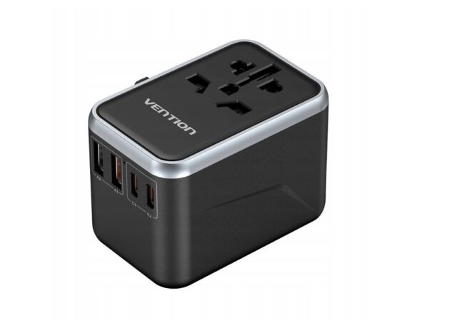 Uniwersalny adapter podróżny z ładowarką Vention 65W GaN 2x USB-A 2x USB-C czarny - imagine 4