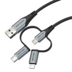 Vention USB 2.0 A Male to 3-in-1 Micro-B&USB-C&Lightning Male Cable 1M Gray Aluminum Alloy Type - imagine 7