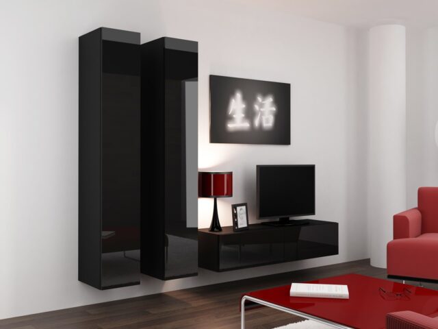 Cama TV stand VIGO 140 30/140/40 black/black gloss - imagine 13