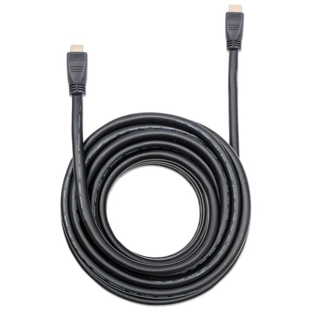 Manhattan HDMI 4K@60Hz Cable with Ethernet - CL3 rated  10m  Suitable for In-Wall use  For ALL 4K & 1080p/HD uses - when upgrading now or have it ready for when you need it  Male to Male  Black  Ultra HD 4k x 2k  Lifetime Warranty  Premium High Speed - imagine 5