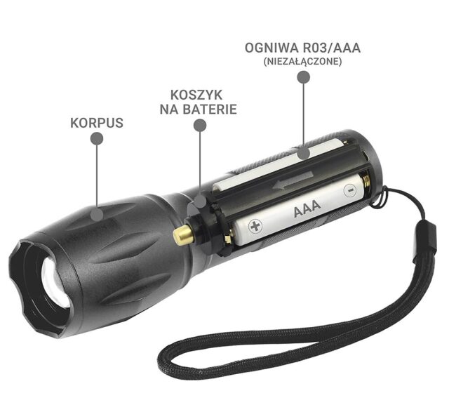 LED torch FL-600 with CREE XM-L2 18650 LED / 3x AAA (R03) - imagine 4
