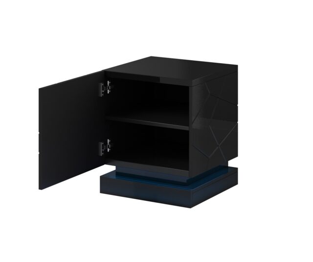 QIU bedside table 2 pcs. 46x41.5x53 cm black gloss/black gloss - imagine 2