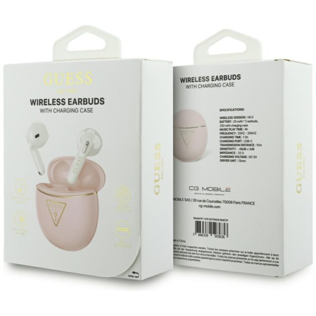 TWS Earphones Guess Gold Line Triangle pink - imagine 6