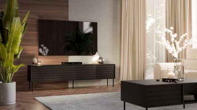 Cama CORTINA 4D TV cabinet 200x40x55 black - imagine 3