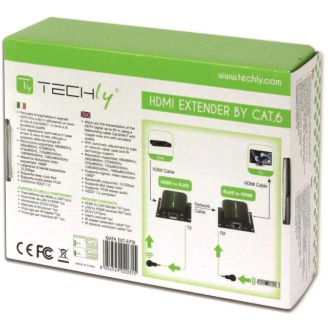 Techly Extender HDMI Full HD on cable Cat.5E / 6 / 6A / 7 max 60m Autoregulated IDATA EXT-E70I - imagine 8