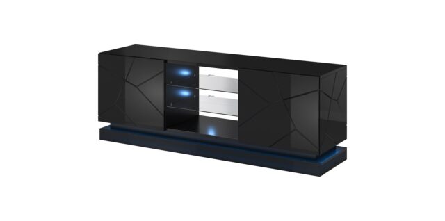 Cama TV cabinet QIU 160 MDF black gloss/black gloss - imagine 3