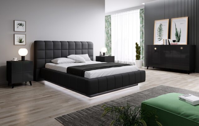 Cama bedside table REJA black gloss/black gloss - imagine 6