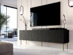 RTV JUNGLE cabinet 190x40.5x59.5 black matt + golden legs - imagine 6