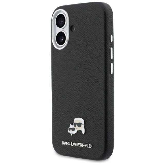 Case Karl Lagerfeld Karl & Choupette Head Pins Saffiano MagSafe for iPhone 17 black - imagine 2