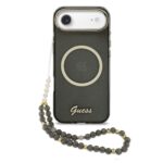 Guess IML Glitter Script Strap MagSafe Zadní Kryt pro iPhone Air Black