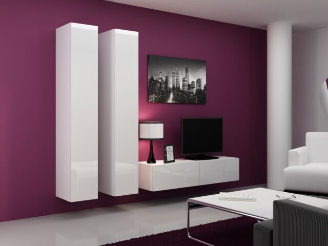 Cama TV stand VIGO 140 30/140/40 white/white gloss - imagine 3