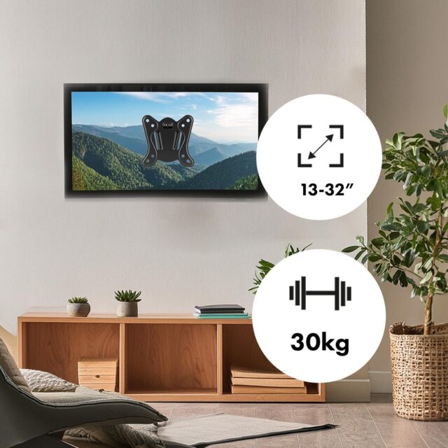 Maclean MC-416 TV Monitor Wall Mount 13 -32  30kg Tilt Rotate max. VESA 100x100 Black Powder Coating LED OLED LCD Universal Bracket Holder - imagine 5