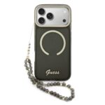 Guess IML Glitter Script Strap MagSafe Zadní Kryt pro iPhone 17 Pro Max Black