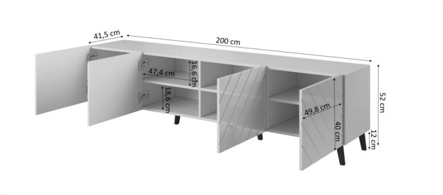RTV cabinet ABETO 200x42x52 graphite/gloss - imagine 4