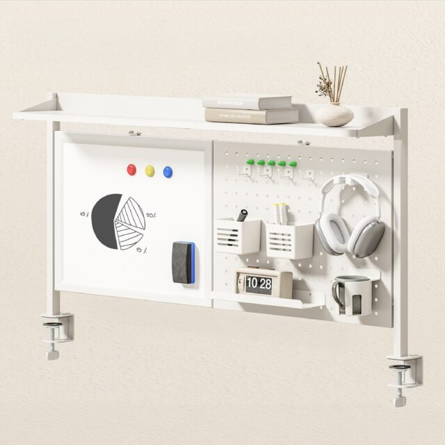 Ergo Office desk divider / organizer  max load 10kg  white board  width 1116mm  white  ER-301 W - imagine 7