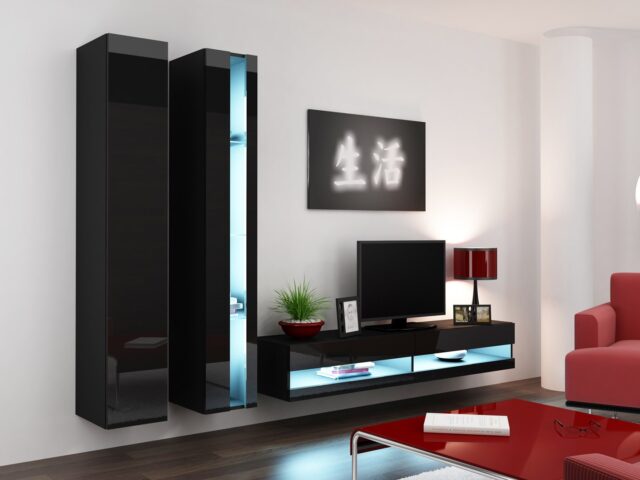 Cama TV stand VIGO NEW 30/140/40 black/black gloss - imagine 6