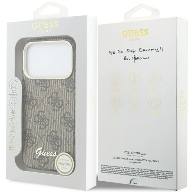 Case Guess 4G Script MagSafe for iPhone   17 Pro Max brown - imagine 8
