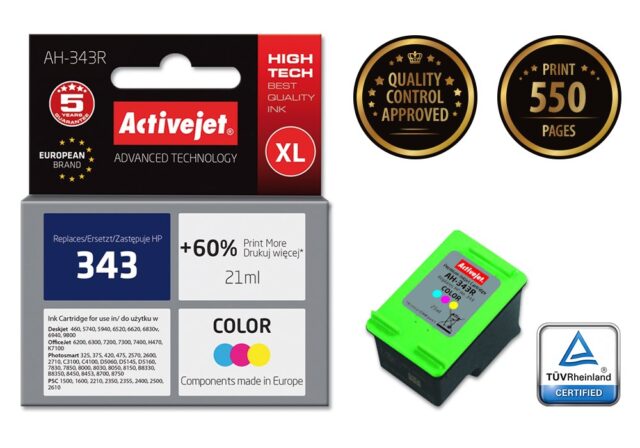 Activejet AH-343R Ink (replacement for HP 343 C8766EE; Premium; 21 ml; color) - imagine 2