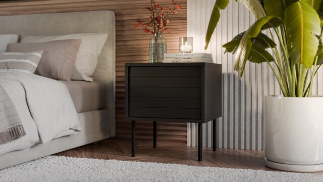 Cama Bedside cabinet  2 pcs. CORTINA 45x40x51 black - imagine 2