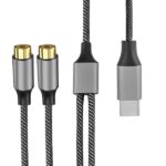 4smarts Kabel Audio USB-C - 2x cinchsocket 20cm tekstylny czarny/black 456903 - imagine 2