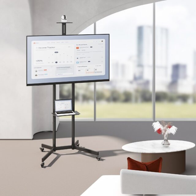 Maclean TV stand / cart  camera shelf  on wheels  37-70   max load 45kg/5kg shelf  max. VESA 600x400  MC-113 B - imagine 5