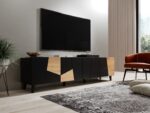 RTV cabinet ETNA 200x42x52 black matt + oak craft - imagine 6