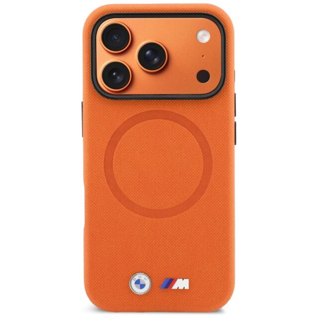 Case BMW M FW Logo Metal MagSafe for iPhone 17 Pro Max orange - imagine 3