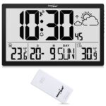 GreenBlue GB218 Extra Large LCD Wall Clock with Weather Station Temperature and Date Display - imagine 3
