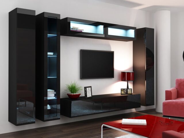 Cama Full cabinet VIGO '180' 180/40/30 black/black gloss - imagine 4