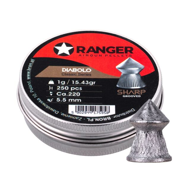 5.5 mm RANGER Diabolo Professional Sharp Grooved Point 250 pellets - imagine 5