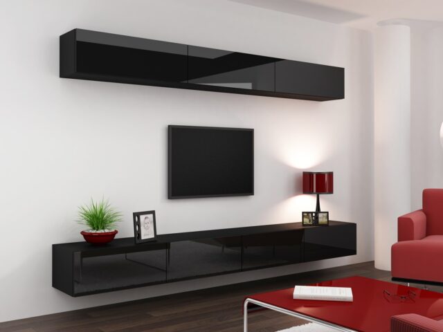 Cama TV stand VIGO 140 30/140/40 black/black gloss - imagine 10