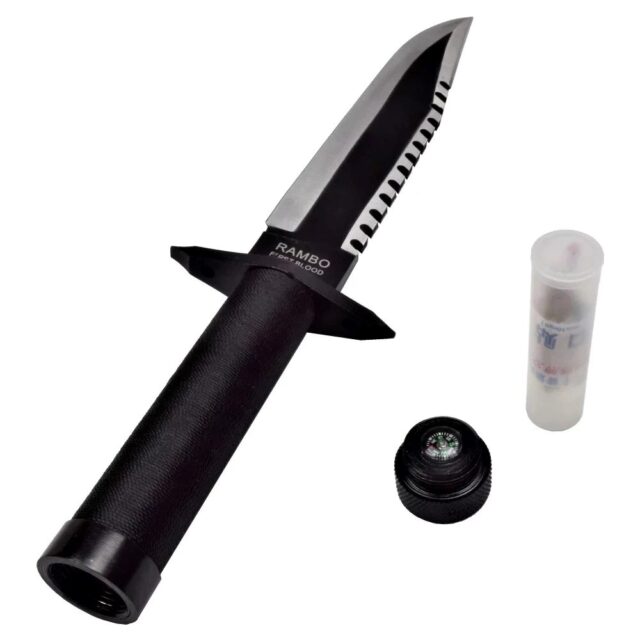 Cinema Classic Rambo I Large knife with leather scabbard CC-H1 360 mm Black - imagine 5