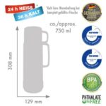 ROTPUNKT Glass thermos  capacity 0.750 l  polar-el.-summer squash (white-yellow)