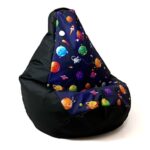 Sako bag pouffe pear print black-planets L 105 x 80 cm