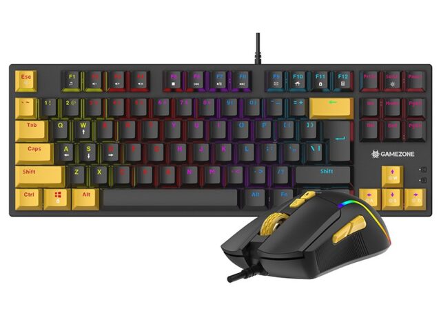 Tracer HORNET 87 keyboard Mouse included Gaming USB QWERTY English Black  Yellow - imagine 2