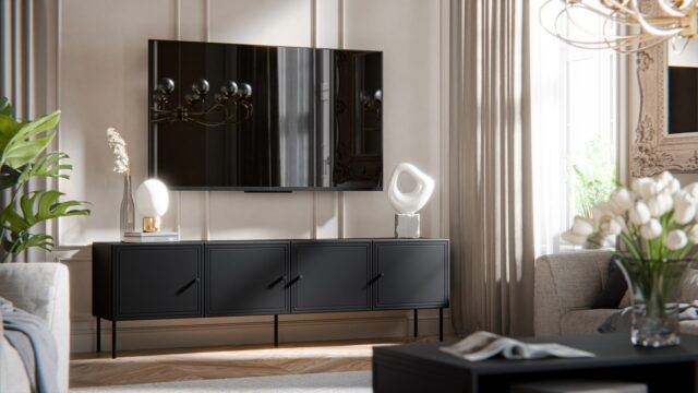 Cama 4D RTV cabinet PALAZZO BIS 201x40x60 black matt - imagine 3