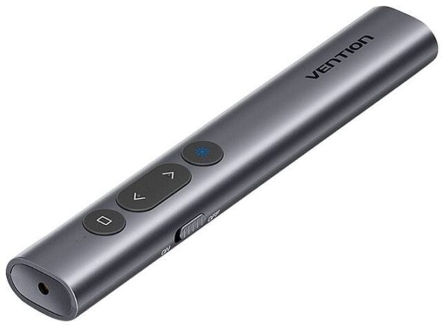 Bezprzewodowy wskaźnik do prezentacji Vention z czerwonym laserem + przyciskami na barerie AAA - imagine 3