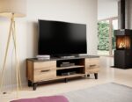 Cama TV stand LOTTA 160 2D2K wotan oak/mat black - imagine 4