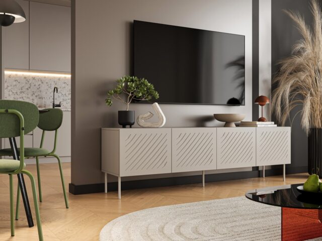 RTV cabinet SIENA 200x40x60 cashmere matt - imagine 3