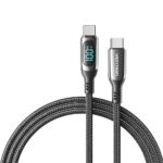 Vention Cotton Braided USB 2.0 C Male to C Male 5A Cable With LED Display 1.2M Black Zinc Alloy Type - imagine 4