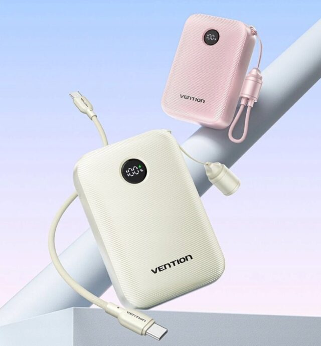 Powerbank Vention 20000mAh 2 x USB-C 1x USB-A z wyświetlaczem 22 5W beżowy - imagine 2