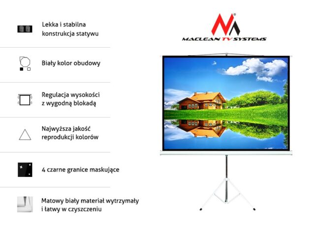 Projection Screen With 200x200 Tripods Maclean MC-680 - imagine 2
