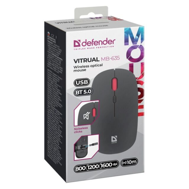 MOUSE DEFENDER VITRUAL MB-635 RF+BT SILENT 1600dpi 4P - imagine 6