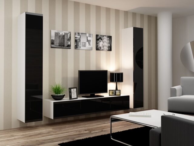 Cama Full cabinet VIGO '180' 180/40/30 white/black gloss - imagine 2