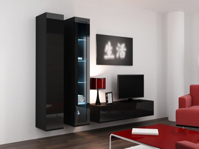 Cama TV stand VIGO 140 30/140/40 black/black gloss - imagine 15