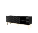 ABETO RTV cabinet on golden steel frame 150x42x60 black/gloss black